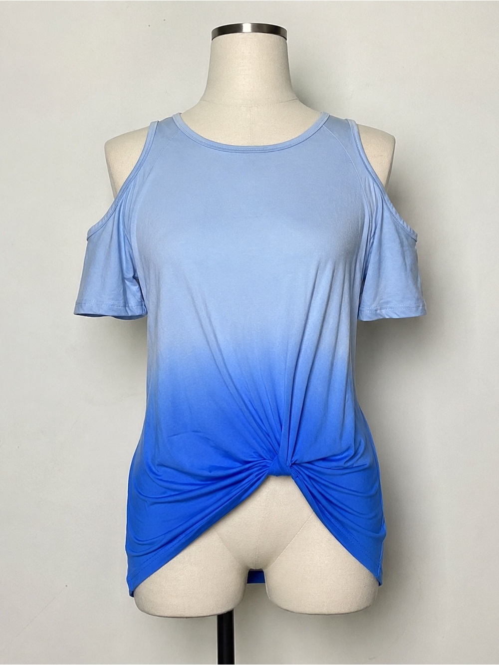 Ombré Tie-Front Cold-Shoulder Top